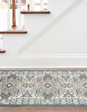 Blue 2' 11 x 13' 1 Narenj Runner Area Rug 85% Polypropylene & 15% Polyester Traditional Classic Carpet for Living, Dining, Bedrooms, Office for Sale at Rug Engine