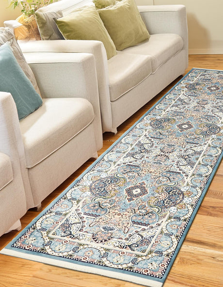 Blue 2' 11 x 13' 1 Narenj Runner Area Rug 85% Polypropylene & 15% Polyester Traditional Classic Carpet for Living, Dining, Bedrooms, Office for Sale at Rug Engine