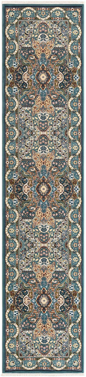 Blue 2' 11 x 13' 1 Narenj Runner Area Rug 85% Polypropylene & 15% Polyester Traditional Classic Carpet for Living, Dining, Bedrooms, Office for Sale at Rug Engine
