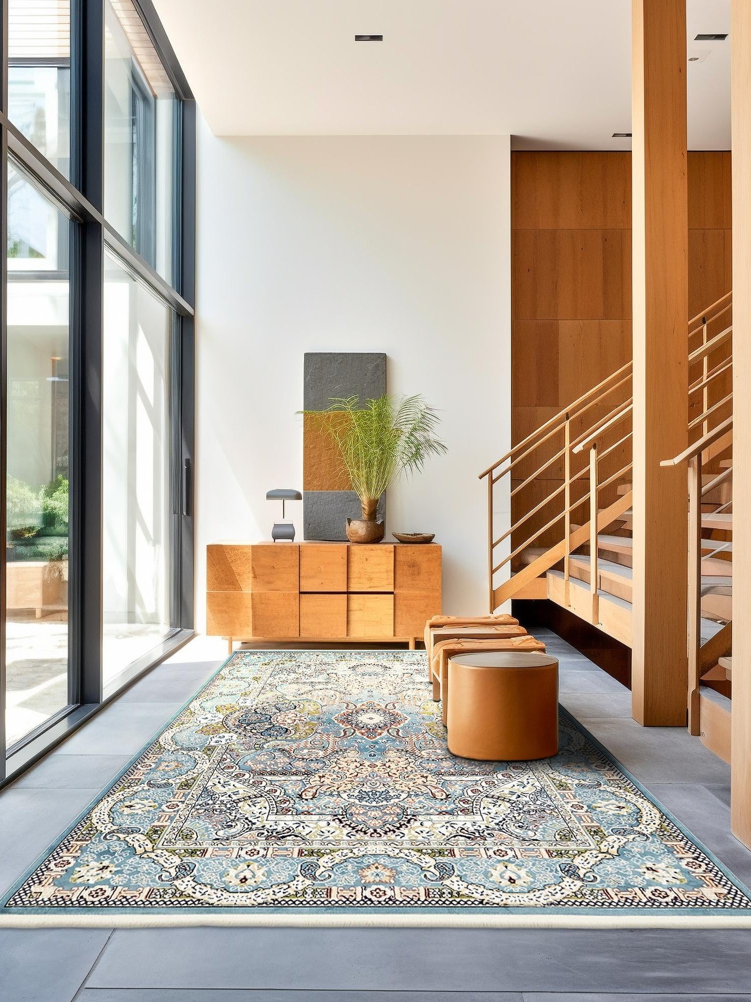 Blue 10' x 13' Narenj Rectangle Area Rug 85% Polypropylene & 15% Polyester Traditional Classic Carpet for Living, Dining, Bedrooms, Office for Sale at Rug Engine