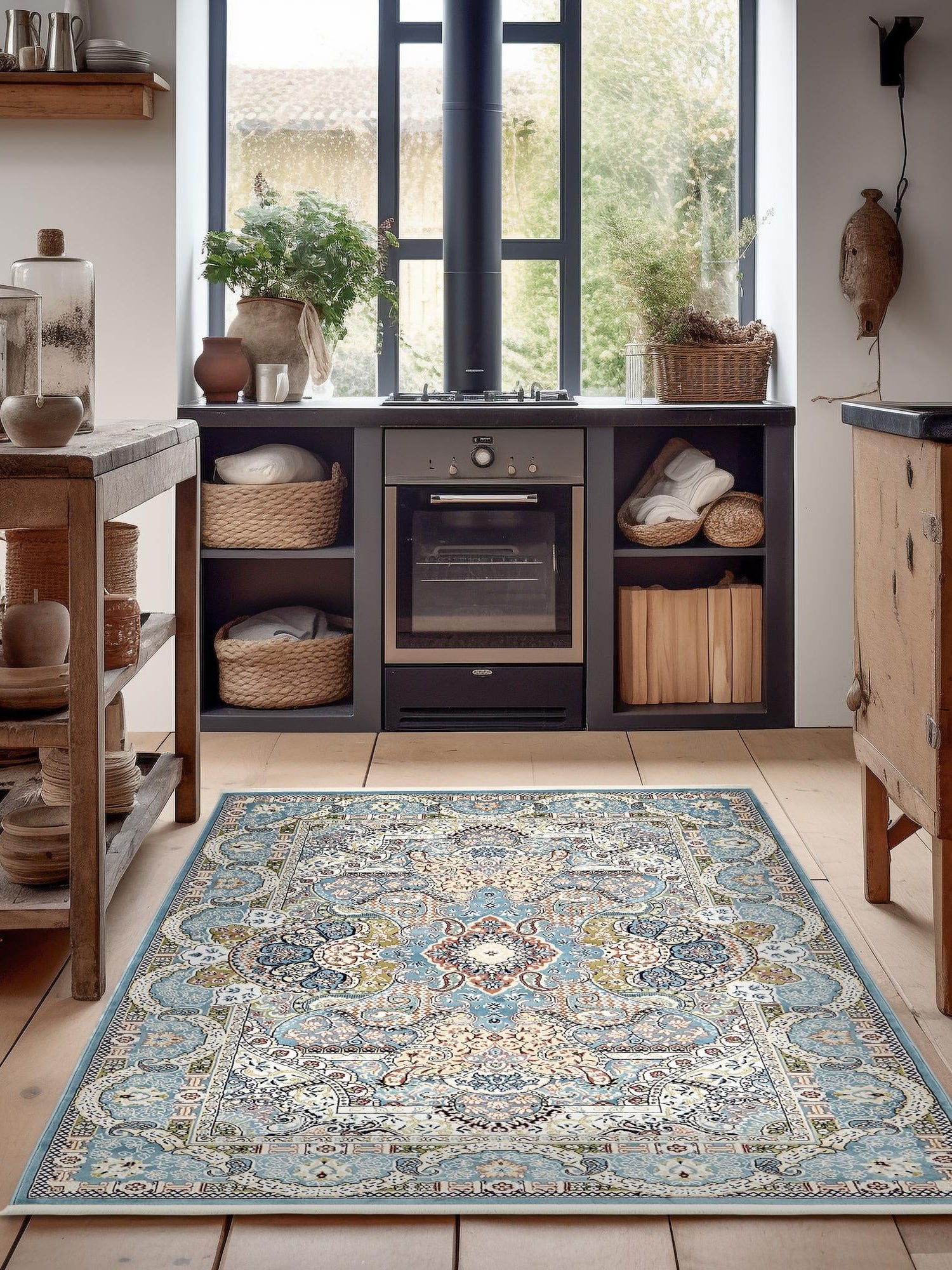 Blue 10' x 13' Narenj Rectangle Area Rug 85% Polypropylene & 15% Polyester Traditional Classic Carpet for Living, Dining, Bedrooms, Office for Sale at Rug Engine