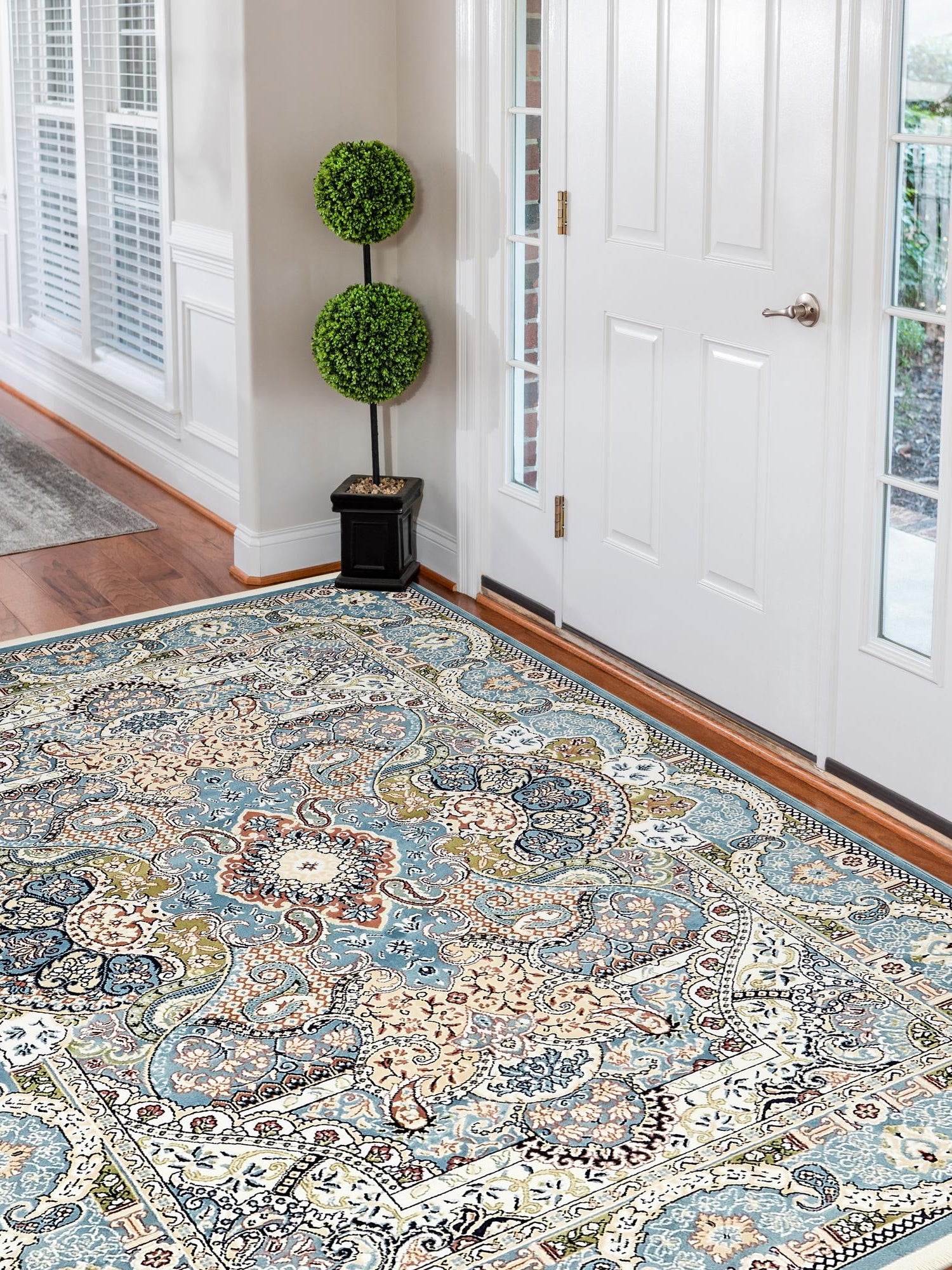 Blue 7' 10 x 10' Narenj Rectangle Area Rug 85% Polypropylene & 15% Polyester Traditional Classic Carpet for Living, Dining, Bedrooms, Office for Sale at Rug Engine
