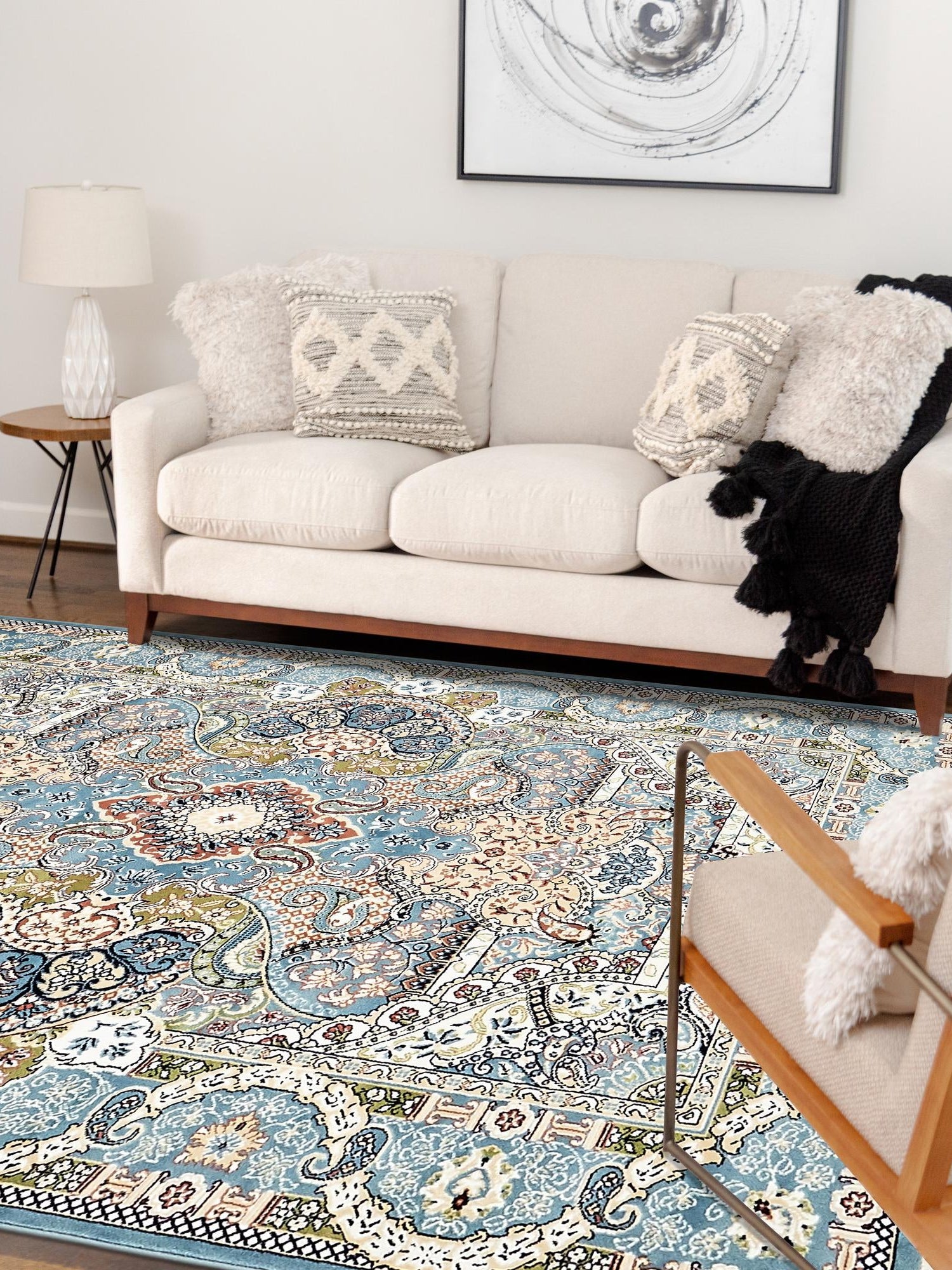 Blue 3' 1 x 5' 3 Narenj Rectangle Area Rug 85% Polypropylene & 15% Polyester Traditional Classic Carpet for Living, Dining, Bedrooms, Office for Sale at Rug Engine