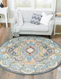 Blue 10' x 10' Narenj Round Area Rug 85% Polypropylene & 15% Polyester Traditional Classic Carpet for Living, Dining, Bedrooms, Office for Sale at Rug Engine
