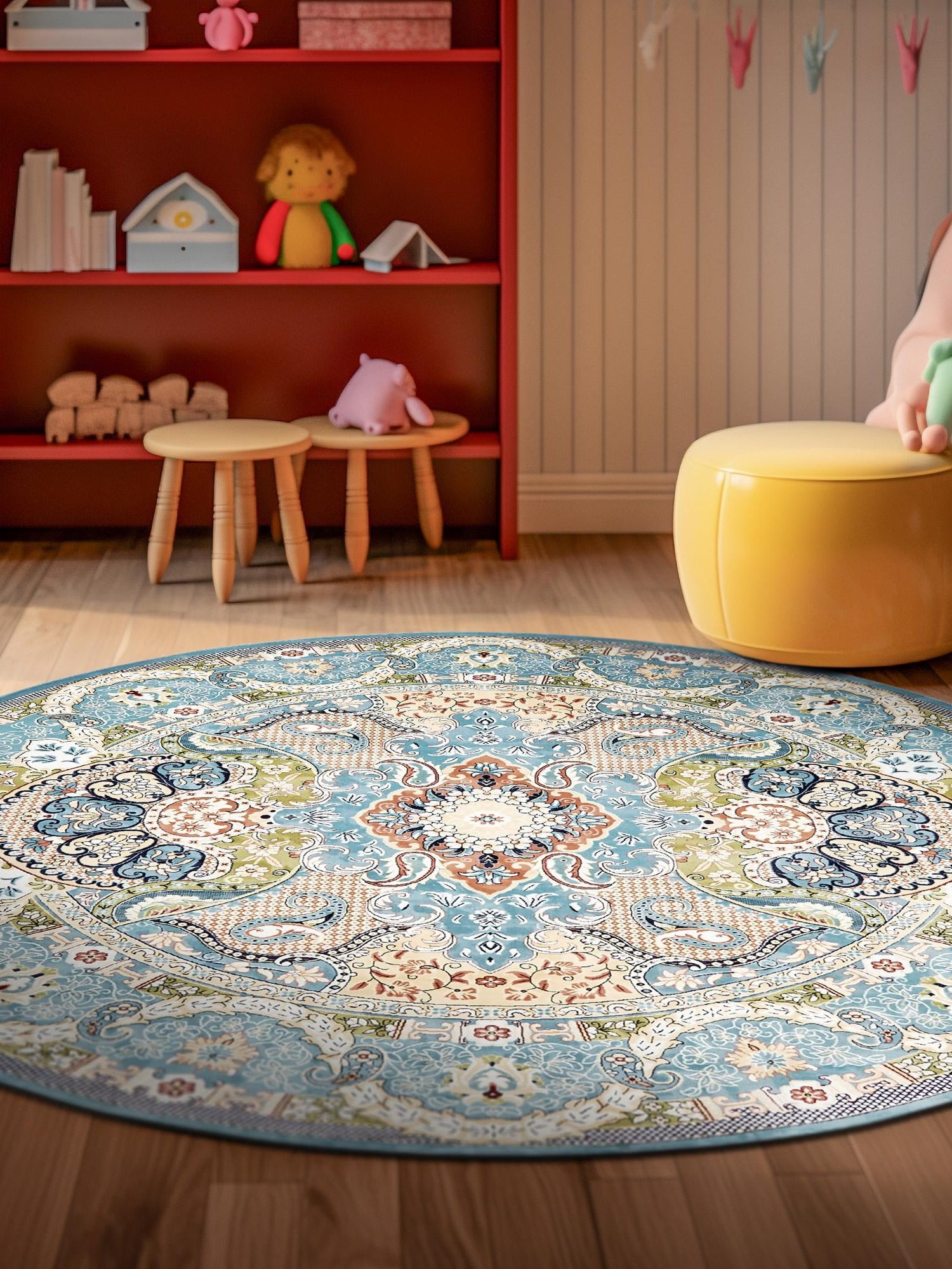 Blue 10' x 10' Narenj Round Area Rug 85% Polypropylene & 15% Polyester Traditional Classic Carpet for Living, Dining, Bedrooms, Office for Sale at Rug Engine