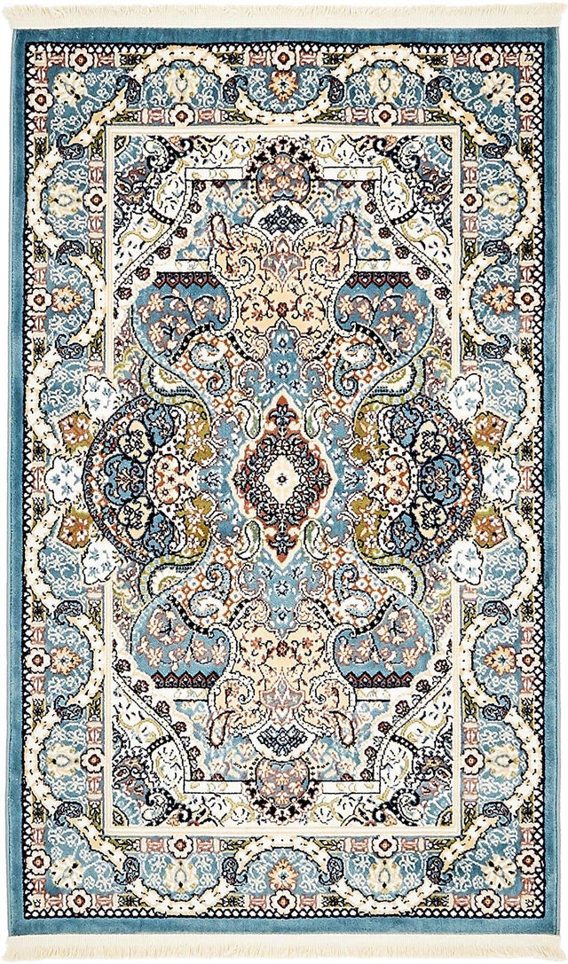 Blue 3' 1 x 5' 3 Narenj Rectangle Area Rug 85% Polypropylene & 15% Polyester Traditional Classic Carpet for Living, Dining, Bedrooms, Office for Sale at Rug Engine