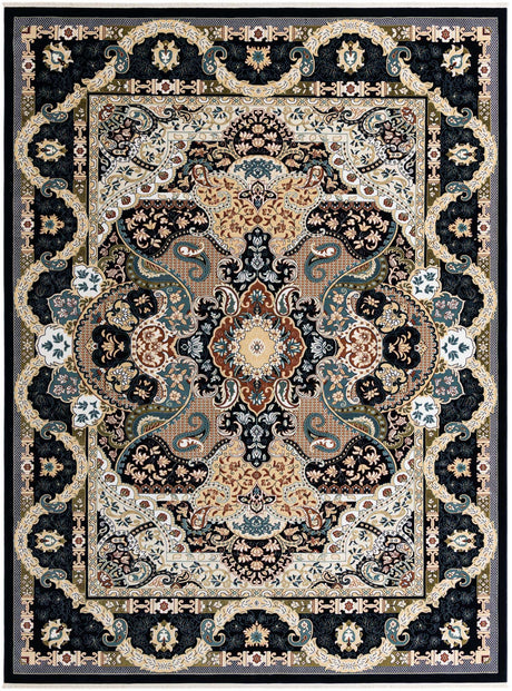 Navy Blue 10' x 13' Narenj Rectangle Area Rug 85% Polypropylene & 15% Polyester Traditional Classic Carpet for Living, Dining, Bedrooms, Office for Sale at Rug Engine