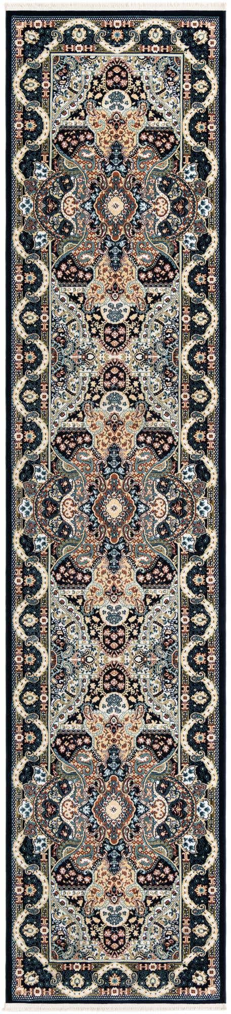 Navy Blue 2' 11 x 13' 1 Narenj Runner Area Rug 85% Polypropylene & 15% Polyester Traditional Classic Carpet for Living, Dining, Bedrooms, Office for Sale at Rug Engine