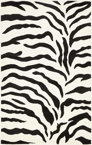 Ivory 3' 1 x 5' 3 Wildlife Rectangle Area Rug Animal Print Safari Jungle Inspired Carpet for Unique Modern Interior Design for Sale at Rug Engine