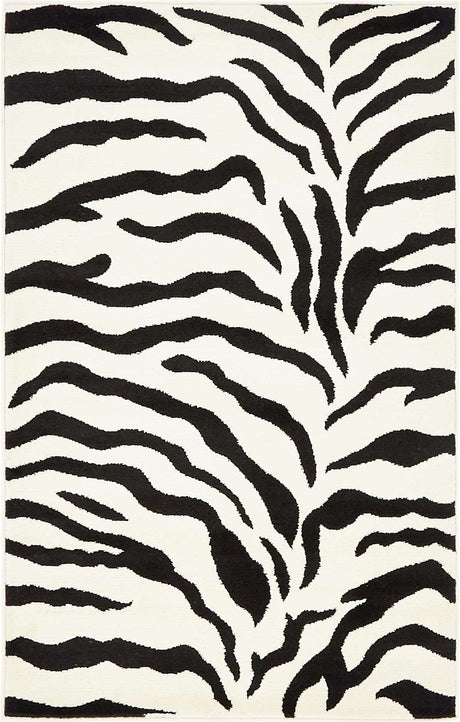 Ivory 3' 1 x 5' 3 Wildlife Rectangle Area Rug Animal Print Safari Jungle Inspired Carpet for Unique Modern Interior Design for Sale at Rug Engine
