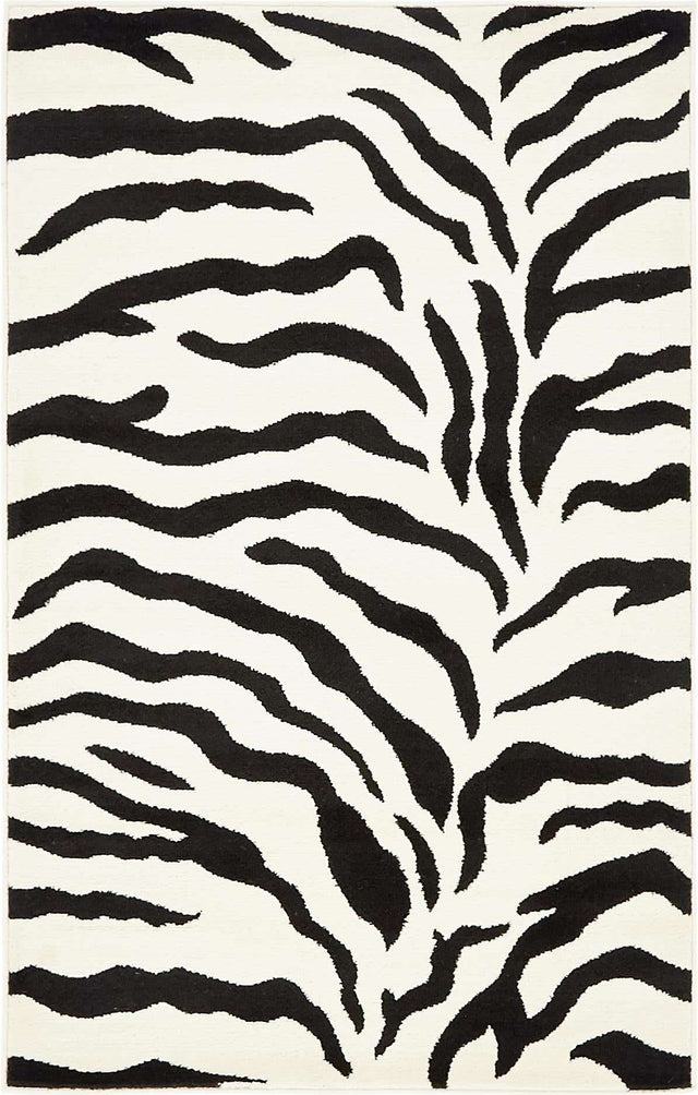 Ivory 3' 1 x 5' 3 Wildlife Rectangle Area Rug Animal Print Safari Jungle Inspired Carpet for Unique Modern Interior Design for Sale at Rug Engine