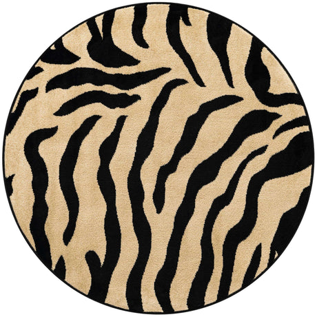 Ivory 4' 1 x 4' 1 Wildlife Round Area Rug Animal Print Safari Jungle Inspired Carpet for Unique Modern Interior Design for Sale at Rug Engine