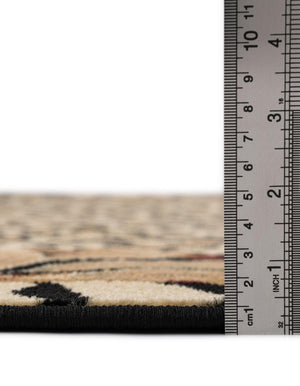 Cream 7' 10 x 7' 10 Wildlife Round Area Rug Animal Print Safari Jungle Inspired Carpet for Unique Modern Interior Design for Sale at Rug Engine