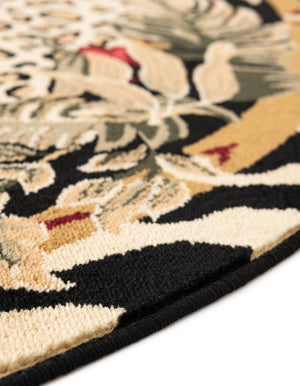 Cream 7' 10 x 7' 10 Wildlife Round Area Rug Animal Print Safari Jungle Inspired Carpet for Unique Modern Interior Design for Sale at Rug Engine