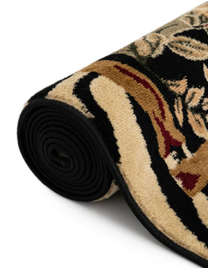 Cream 7' 1 x 7' 1 Wildlife Round Area Rug Animal Print Safari Jungle Inspired Carpet for Unique Modern Interior Design for Sale at Rug Engine