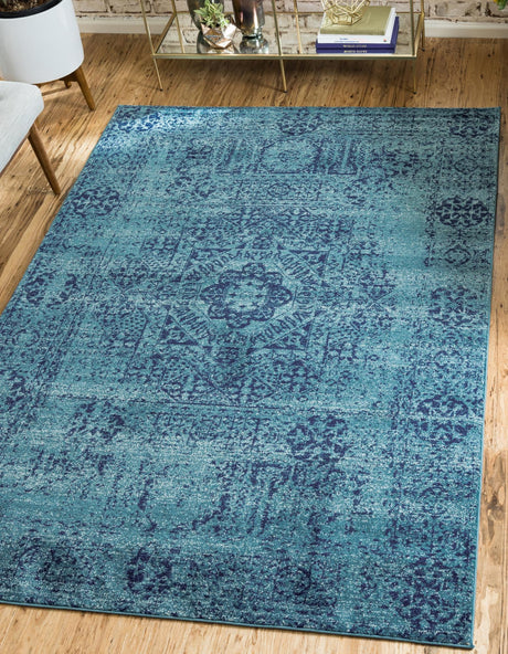 Turquoise 4' 1 x 6' 1 Tradition Rectangle Area Rug Traditional Classic Vintage Design Carpet for Living Room, Bedrooms, Dining, Office Space for Sale at Rug Engine