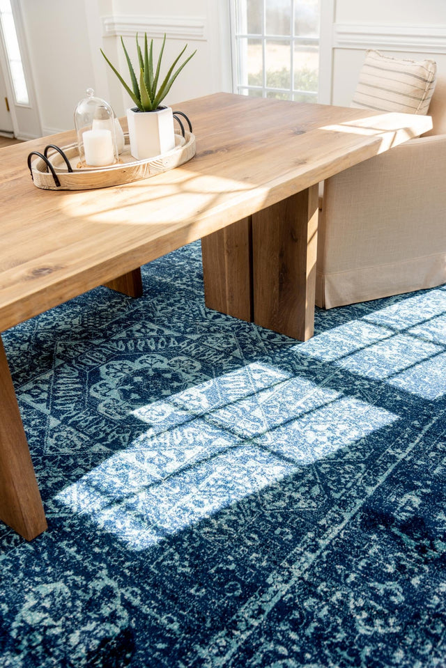 Navy Blue 4' 1 x 6' 1 Tradition Rectangle Area Rug Traditional Classic Vintage Design Carpet for Living Room, Bedrooms, Dining, Office Space for Sale at Rug Engine
