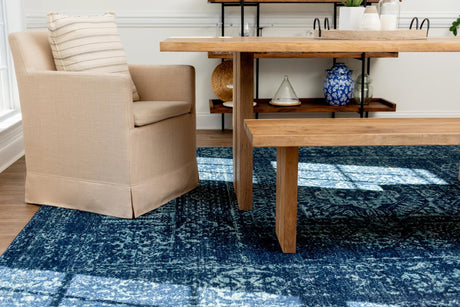 Navy Blue 4' 1 x 6' 1 Tradition Rectangle Area Rug Traditional Classic Vintage Design Carpet for Living Room, Bedrooms, Dining, Office Space for Sale at Rug Engine