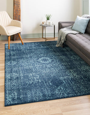 Navy Blue 4' 1 x 6' 1 Tradition Rectangle Area Rug Traditional Classic Vintage Design Carpet for Living Room, Bedrooms, Dining, Office Space for Sale at Rug Engine