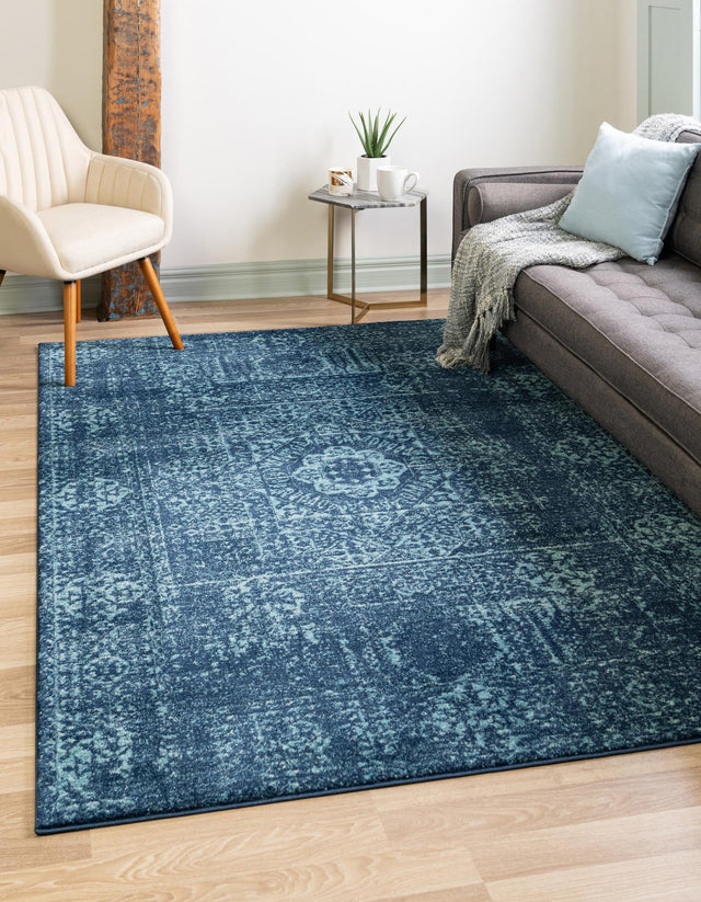 Navy Blue 4' 1 x 6' 1 Tradition Rectangle Area Rug Traditional Classic Vintage Design Carpet for Living Room, Bedrooms, Dining, Office Space for Sale at Rug Engine