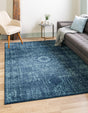 Navy Blue 4' 1 x 6' 1 Tradition Rectangle Area Rug Traditional Classic Vintage Design Carpet for Living Room, Bedrooms, Dining, Office Space for Sale at Rug Engine