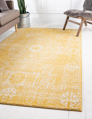Yellow 5' x 8' Tradition Rectangle Area Rug Traditional Classic Vintage Design Carpet for Living Room, Bedrooms, Dining, Office Space for Sale at Rug Engine
