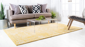 Yellow 5' x 8' Tradition Rectangle Area Rug Traditional Classic Vintage Design Carpet for Living Room, Bedrooms, Dining, Office Space for Sale at Rug Engine