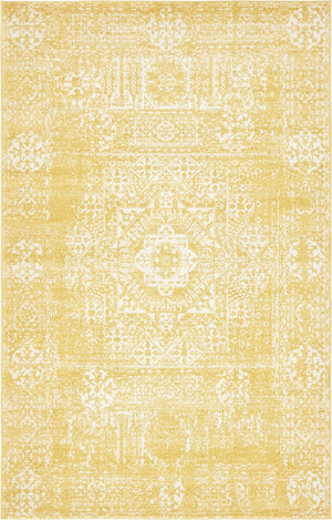 Yellow 5' x 8' Tradition Rectangle Area Rug Traditional Classic Vintage Design Carpet for Living Room, Bedrooms, Dining, Office Space for Sale at Rug Engine