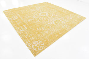 Yellow 8' 4 x 8' 4 Tradition Square Area Rug Traditional Classic Vintage Design Carpet for Living Room, Bedrooms, Dining, Office Space for Sale at Rug Engine