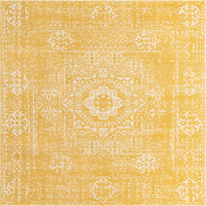 Yellow 8' 4 x 8' 4 Tradition Square Area Rug Traditional Classic Vintage Design Carpet for Living Room, Bedrooms, Dining, Office Space for Sale at Rug Engine