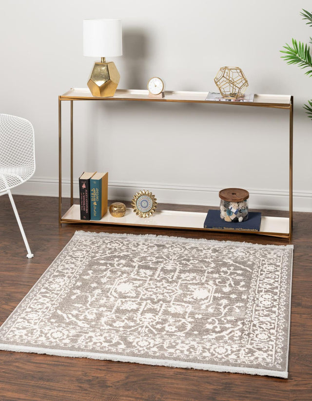 Light Gray 8' x 8' New Classical Square Area Rug 70% Polypropylene & 30% Polyester Traditional Vintage Distressed Carpet for Interior Design Home Decor for Sale at Rug Engine