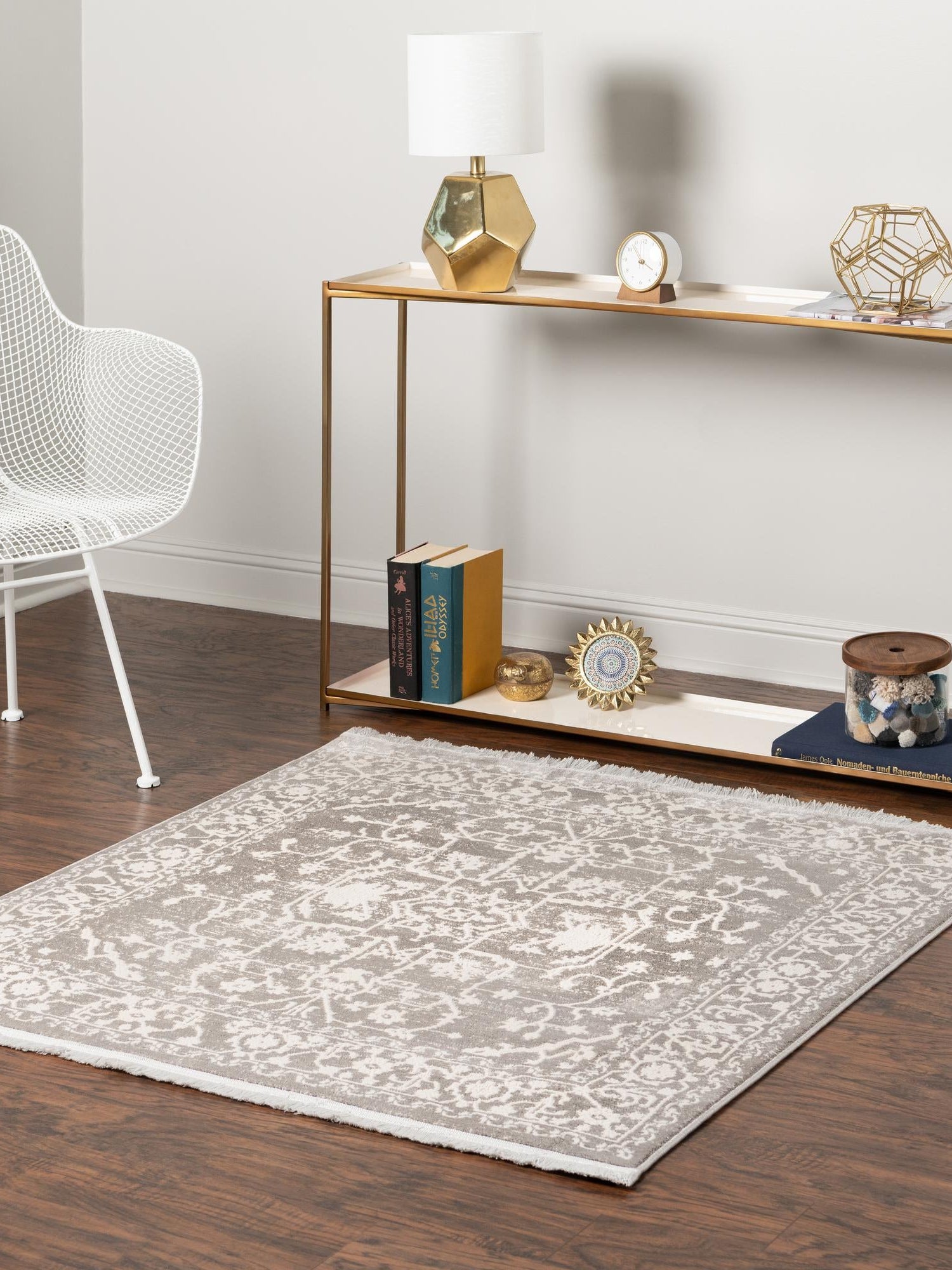 Light Gray 8' x 8' New Classical Square Area Rug 70% Polypropylene & 30% Polyester Traditional Vintage Distressed Carpet for Interior Design Home Decor for Sale at Rug Engine