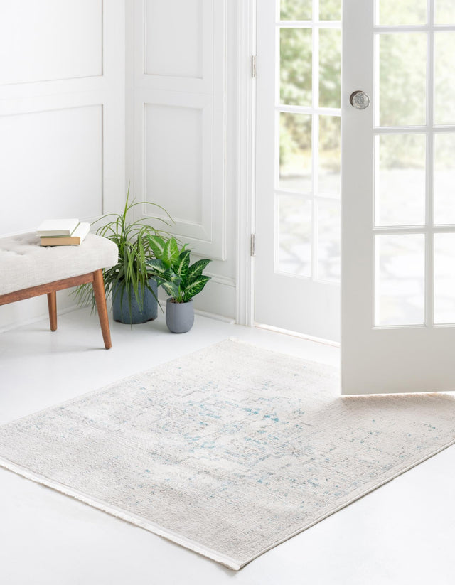 Beige 4' x 4' New Classical Square Area Rug 70% Polypropylene & 30% Polyester Traditional Vintage Distressed Carpet for Interior Design Home Decor for Sale at Rug Engine