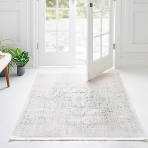 Beige 4' x 4' New Classical Square Area Rug 70% Polypropylene & 30% Polyester Traditional Vintage Distressed Carpet for Interior Design Home Decor for Sale at Rug Engine