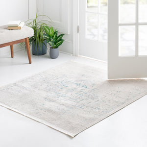 Beige 4' x 4' New Classical Square Area Rug 70% Polypropylene & 30% Polyester Traditional Vintage Distressed Carpet for Interior Design Home Decor for Sale at Rug Engine