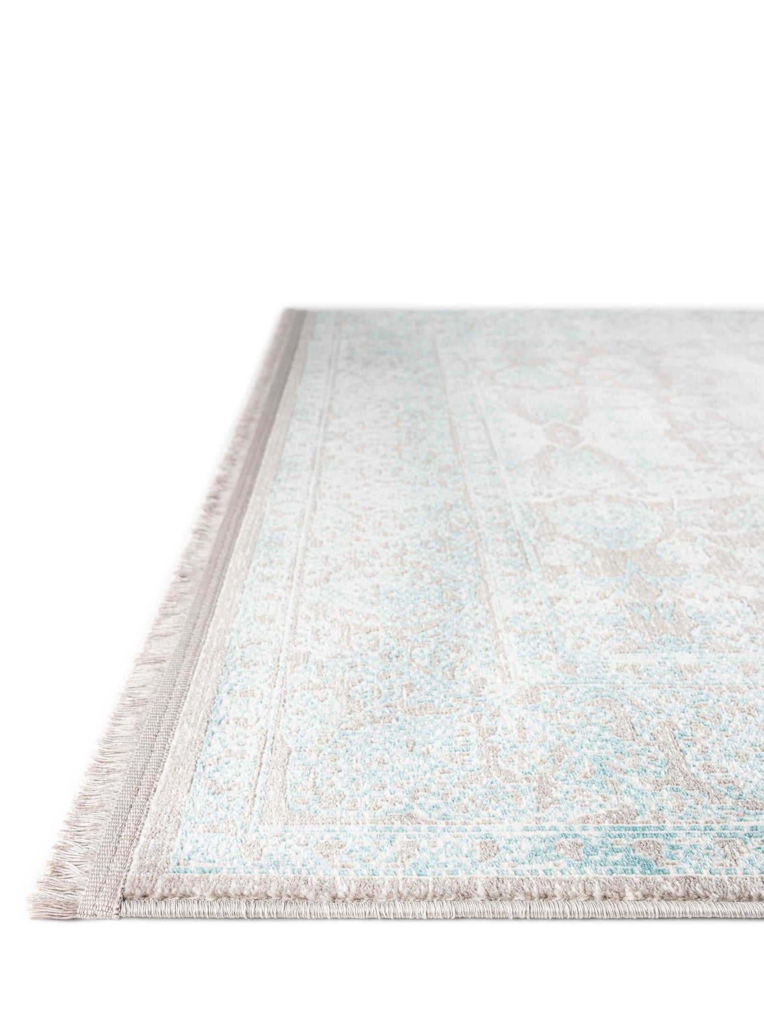 Light Blue 8' x 8' New Classical Square Area Rug 70% Polypropylene & 30% Polyester Traditional Vintage Distressed Carpet for Interior Design Home Decor for Sale at Rug Engine