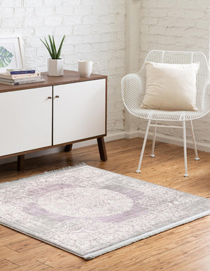 Purple 8' x 8' New Classical Square Area Rug 70% Polypropylene & 30% Polyester Traditional Vintage Distressed Carpet for Interior Design Home Decor for Sale at Rug Engine
