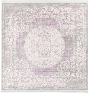Purple 4' x 4' New Classical Square Area Rug 70% Polypropylene & 30% Polyester Traditional Vintage Distressed Carpet for Interior Design Home Decor for Sale at Rug Engine