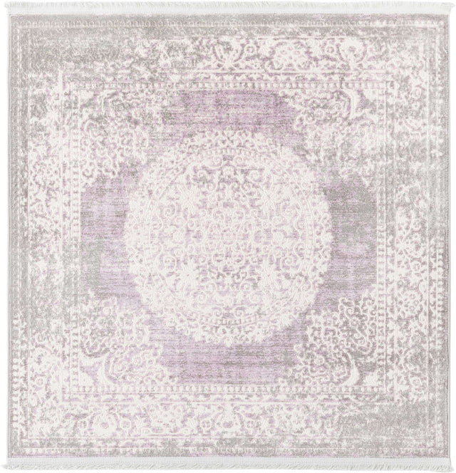 Purple 4' x 4' New Classical Square Area Rug 70% Polypropylene & 30% Polyester Traditional Vintage Distressed Carpet for Interior Design Home Decor for Sale at Rug Engine