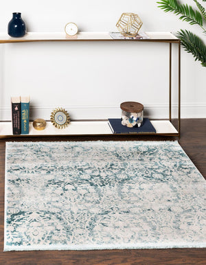 Light Blue 8' x 8' New Classical Square Area Rug 70% Polypropylene & 30% Polyester Traditional Vintage Distressed Carpet for Interior Design Home Decor for Sale at Rug Engine