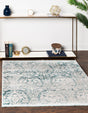Light Blue 8' x 8' New Classical Square Area Rug 70% Polypropylene & 30% Polyester Traditional Vintage Distressed Carpet for Interior Design Home Decor for Sale at Rug Engine