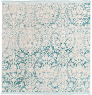 Light Blue 4' x 4' New Classical Square Area Rug 70% Polypropylene & 30% Polyester Traditional Vintage Distressed Carpet for Interior Design Home Decor for Sale at Rug Engine
