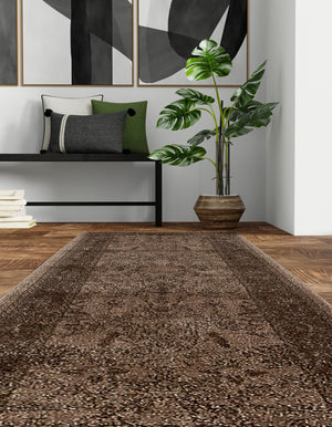 Brown 2' 7 x 10' La Jolla Runner Area Rug 100% Polypropylene Traditional Pattern Easy Clean Carpet for Living, Dining, Bedroom, Office for Sale at Rug Engine