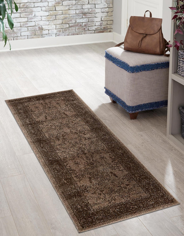 Brown 2' x 6' 1 La Jolla Runner Area Rug 100% Polypropylene Traditional Pattern Easy Clean Carpet for Living, Dining, Bedroom, Office for Sale at Rug Engine
