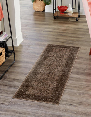 Brown 2' x 6' 1 La Jolla Runner Area Rug 100% Polypropylene Traditional Pattern Easy Clean Carpet for Living, Dining, Bedroom, Office for Sale at Rug Engine