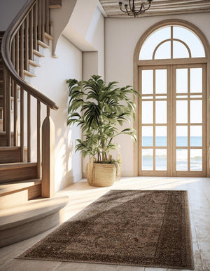 Brown 2' x 6' 1 La Jolla Runner Area Rug 100% Polypropylene Traditional Pattern Easy Clean Carpet for Living, Dining, Bedroom, Office for Sale at Rug Engine