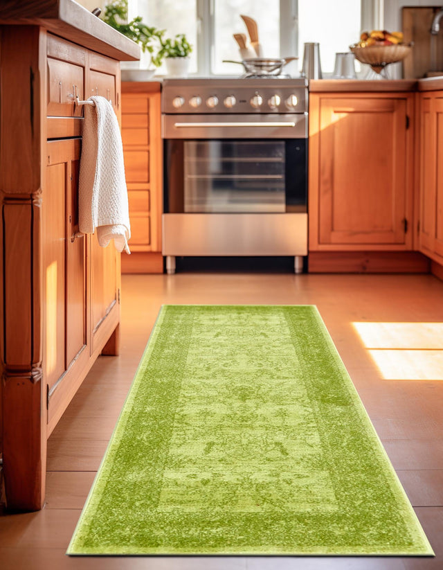 Light Green 2' x 6' 1 La Jolla Runner Area Rug 100% Polypropylene Traditional Pattern Easy Clean Carpet for Living, Dining, Bedroom, Office for Sale at Rug Engine