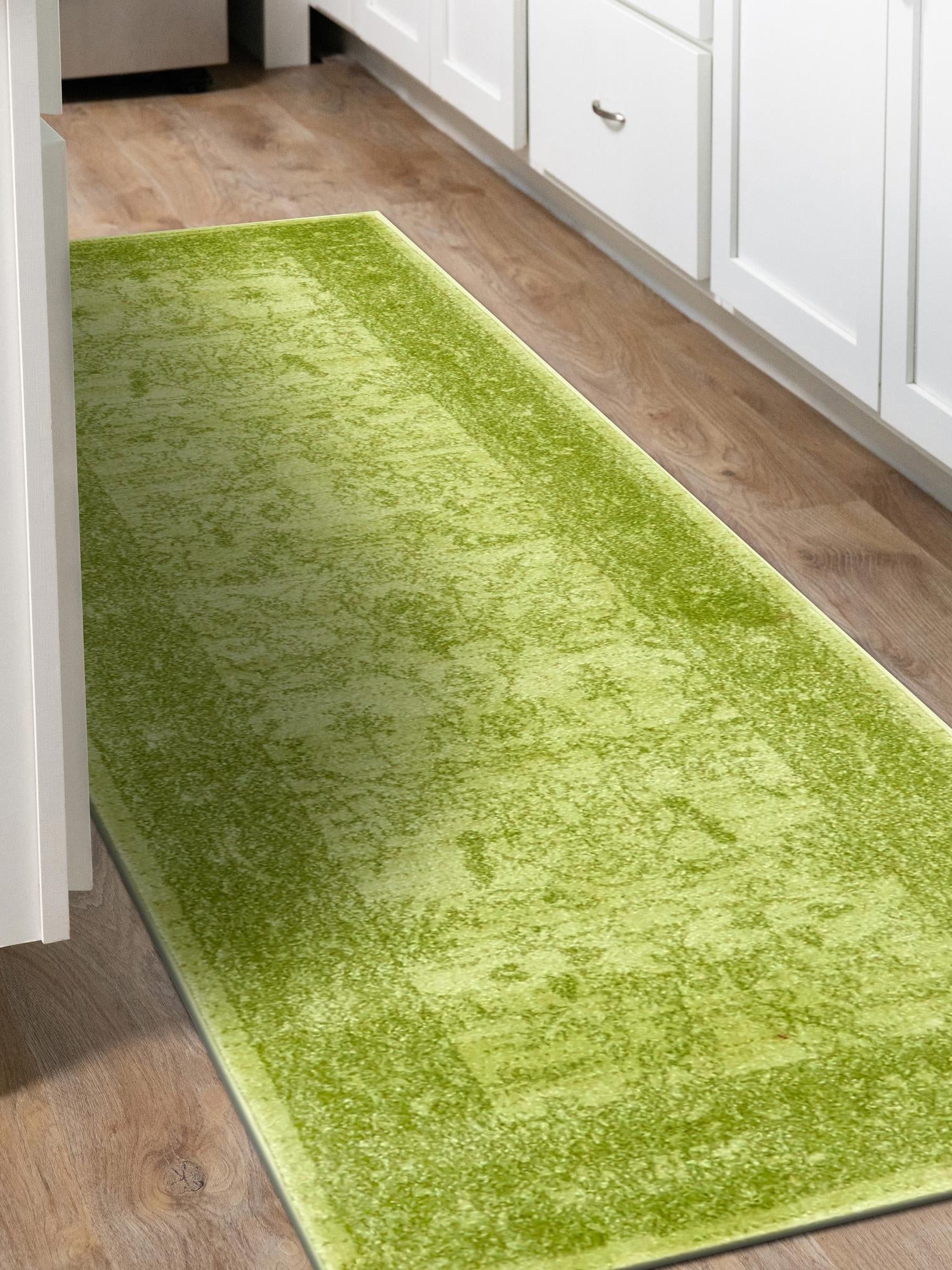 Light Green 2' 7 x 10' La Jolla Runner Area Rug 100% Polypropylene Traditional Pattern Easy Clean Carpet for Living, Dining, Bedroom, Office for Sale at Rug Engine