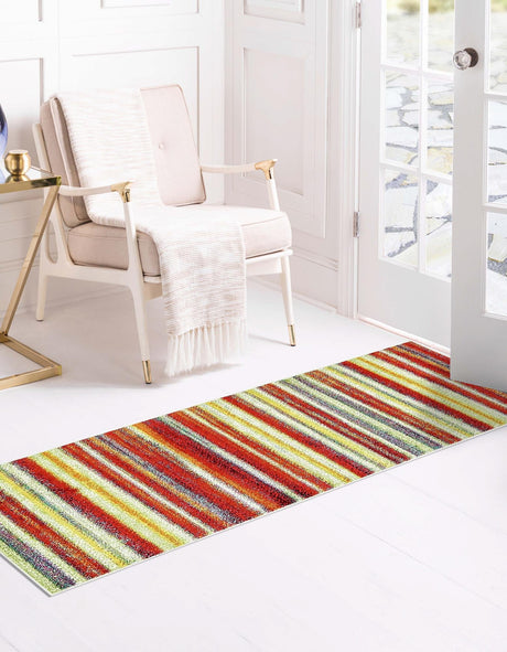 Multicolor 2' 7 x 10' Lyon Runner Area Rug Vivid Colorful Abstract Modern 100% Polypropylene Carpet for Living Room, Dining, Office for Sale at Rug Engine