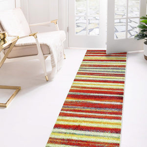 Multicolor 2' 7 x 10' Lyon Runner Area Rug Vivid Colorful Abstract Modern 100% Polypropylene Carpet for Living Room, Dining, Office for Sale at Rug Engine